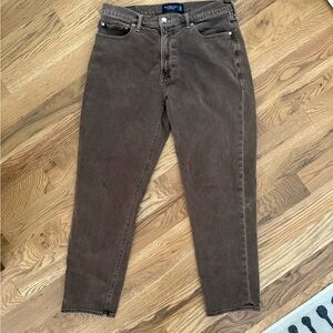 Brown High-Rise Straight Jeans